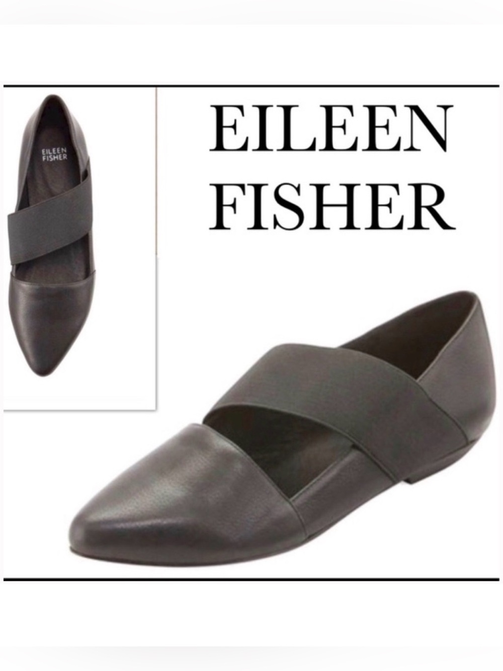 Eileen Fisher Lend Washed Slip-On Flats Black Size 7